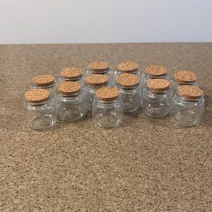 Set of Small Glass Jars with Cork Lids - Clear Glass